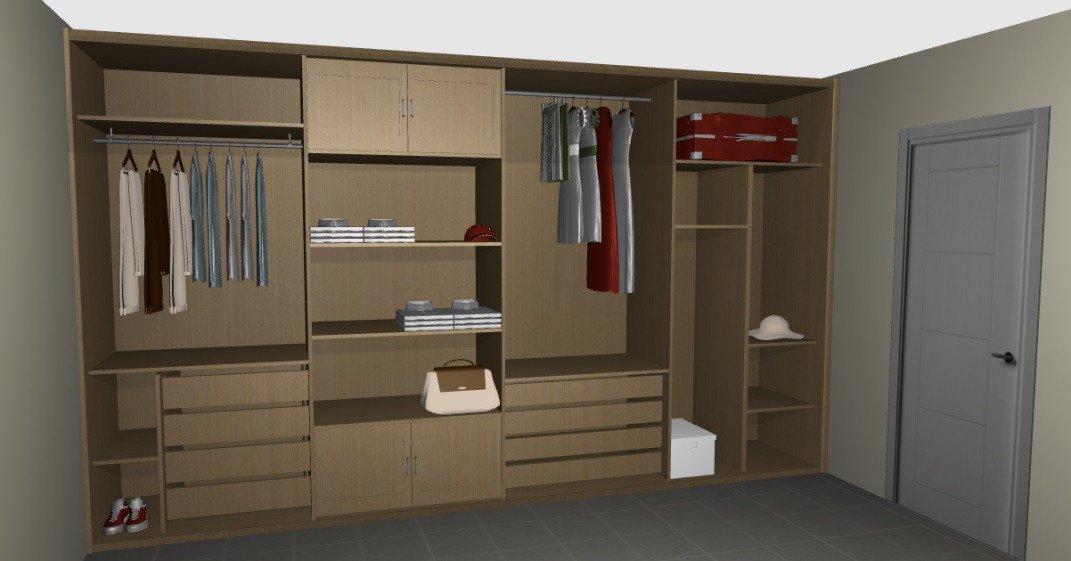 3D photorealistic image of the wardrobe with or without doors