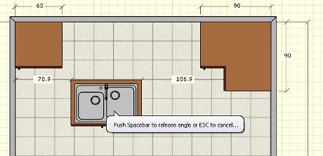 Free distance on both sides of the object